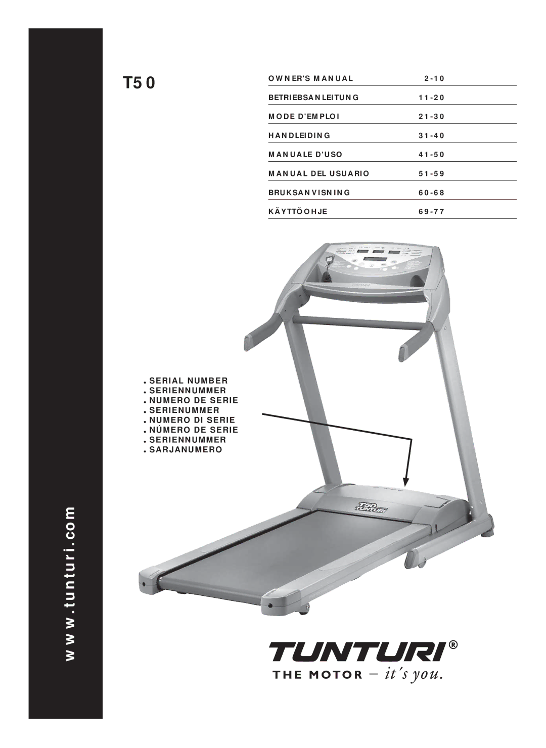 Tunturi T50 owner manual 