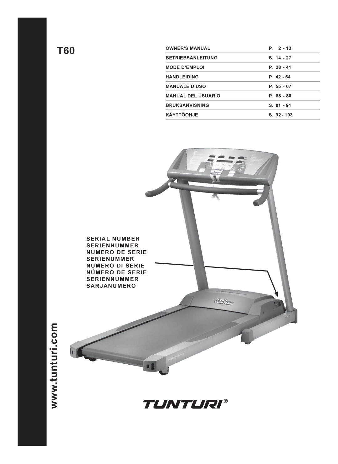 Tunturi T60 owner manual 