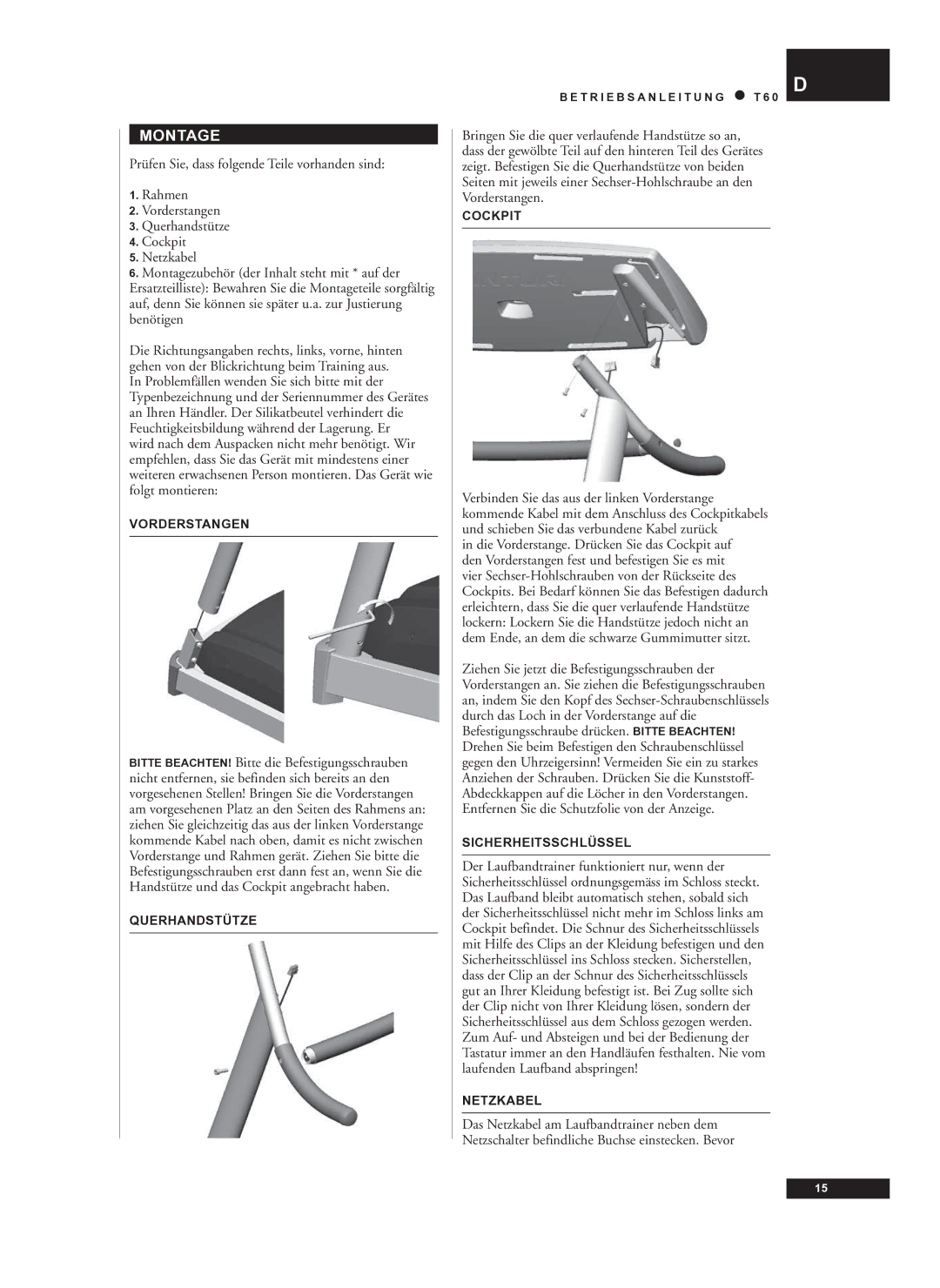 Tunturi T60 owner manual Montage 