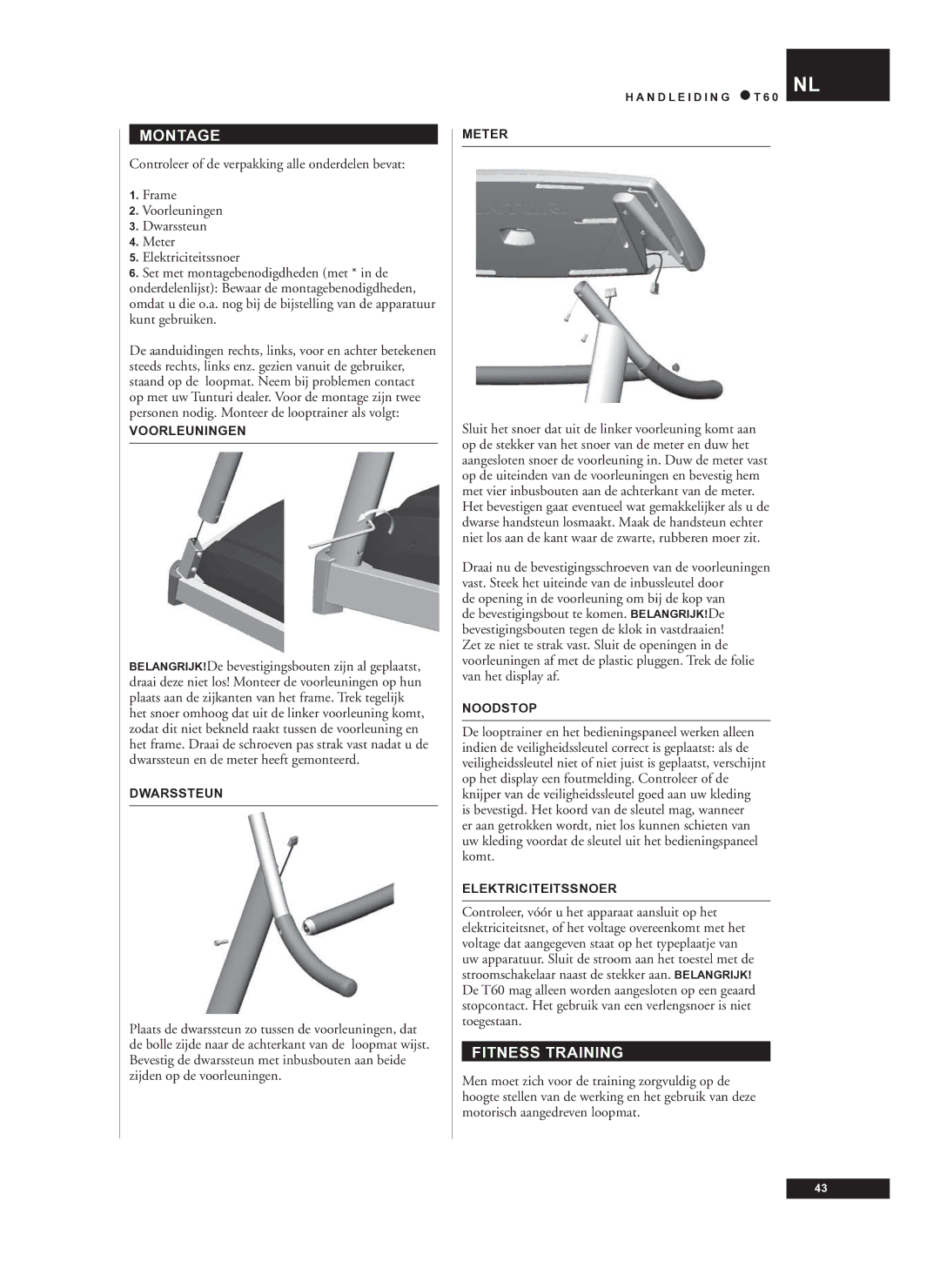 Tunturi T60 owner manual Fitness Training 