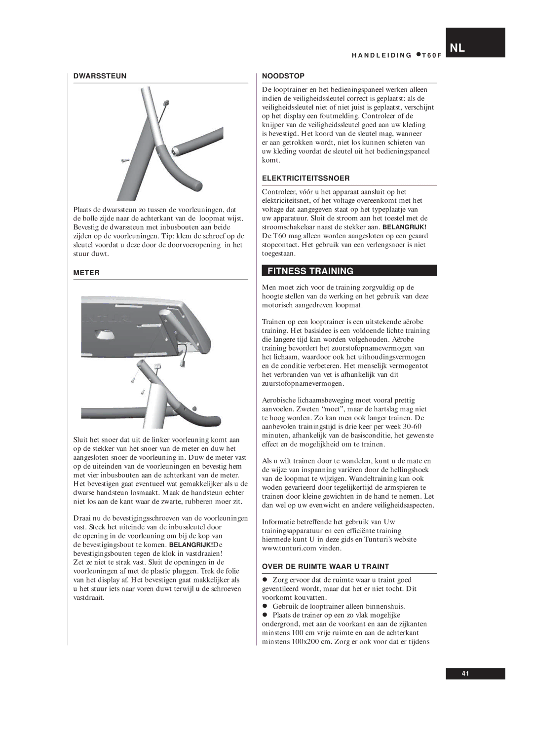 Tunturi T60F owner manual Fitness Training 