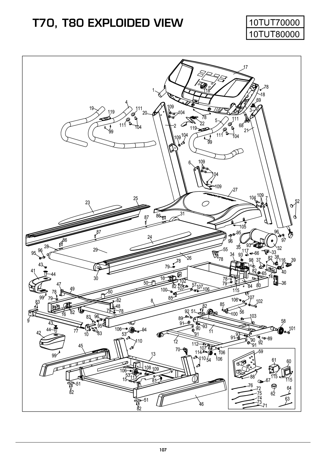 Tunturi owner manual T70, T80 Exploided View, 10TUT70000 10TUT80000 