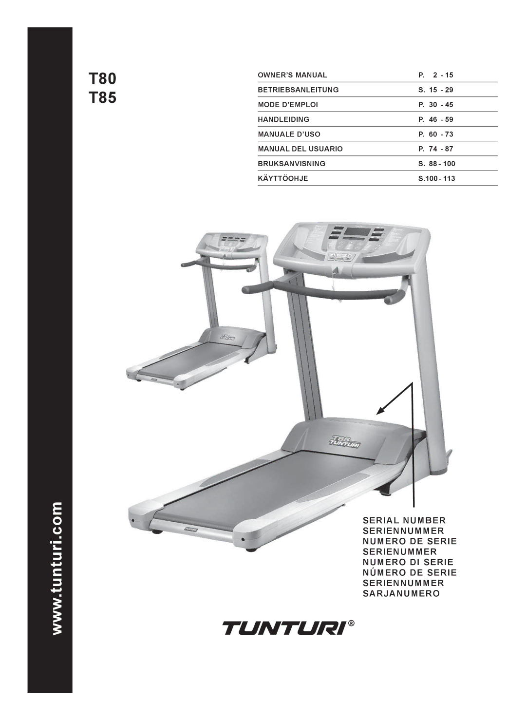 Tunturi owner manual T80 T85, Käyttöohje 