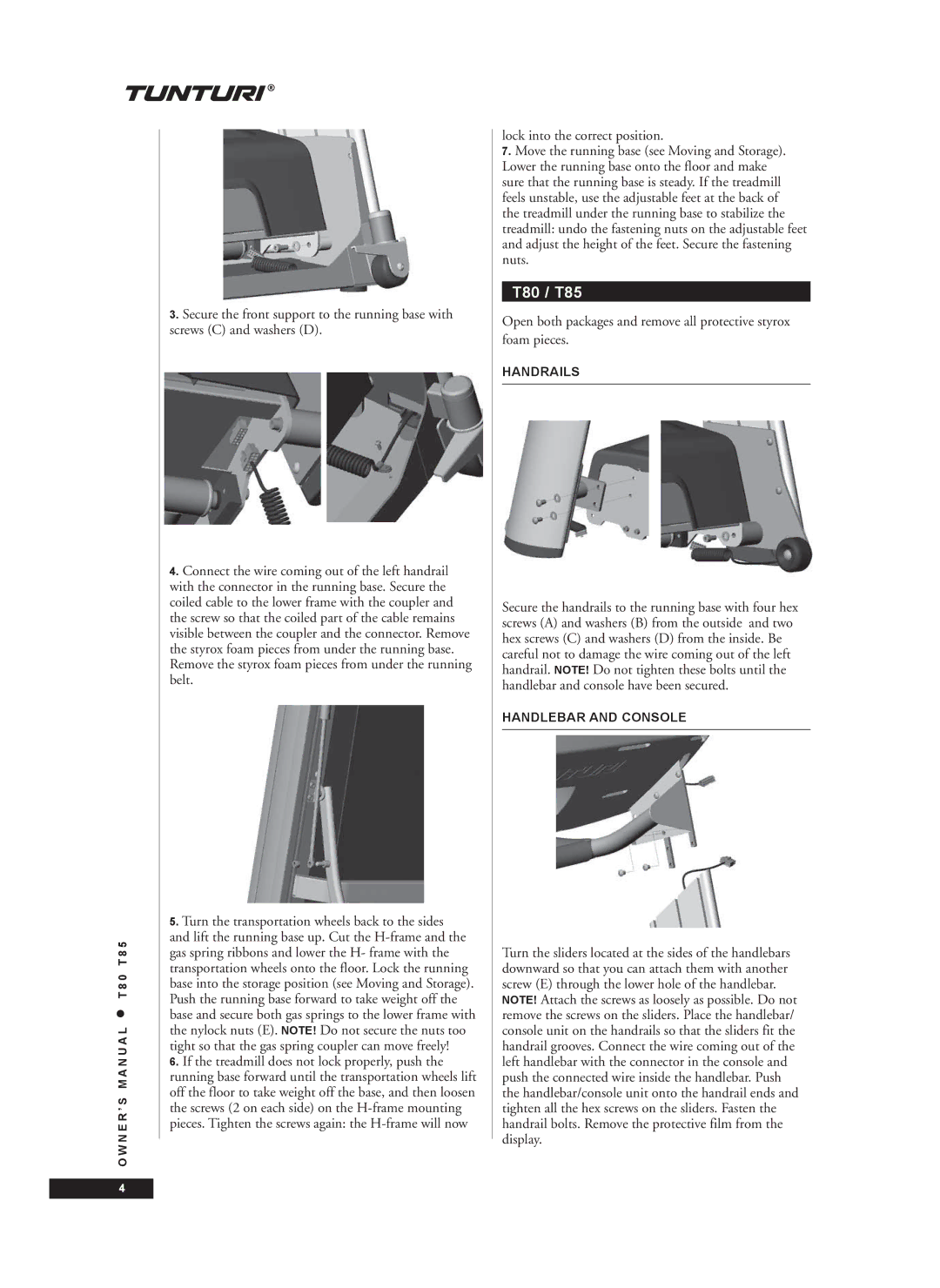 Tunturi owner manual T80 / T85 