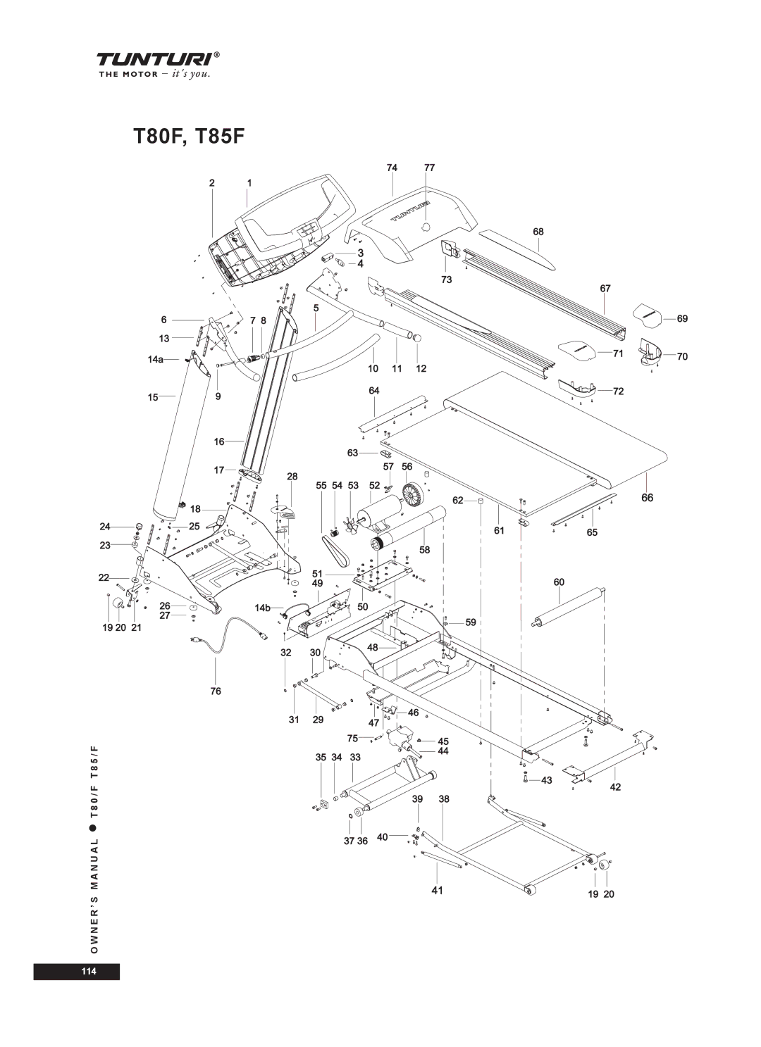 Tunturi T85/F, T80/F owner manual T80F, T85F 