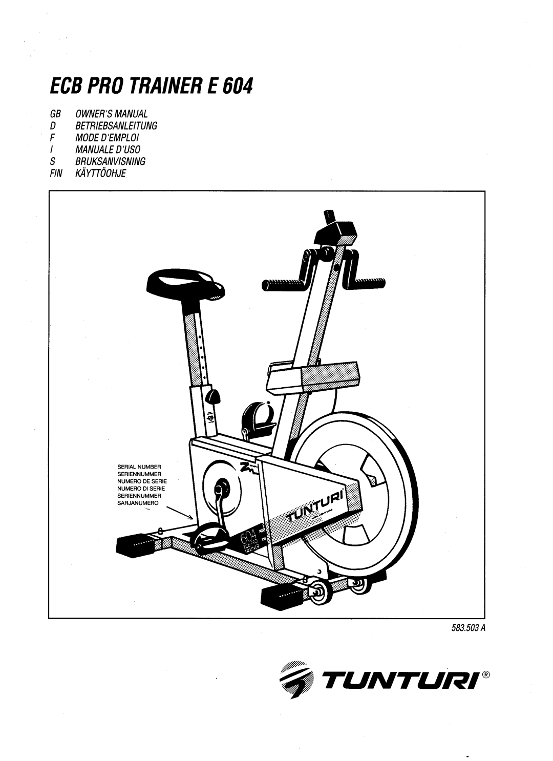 Tunturi TRAINER E 604 manual 