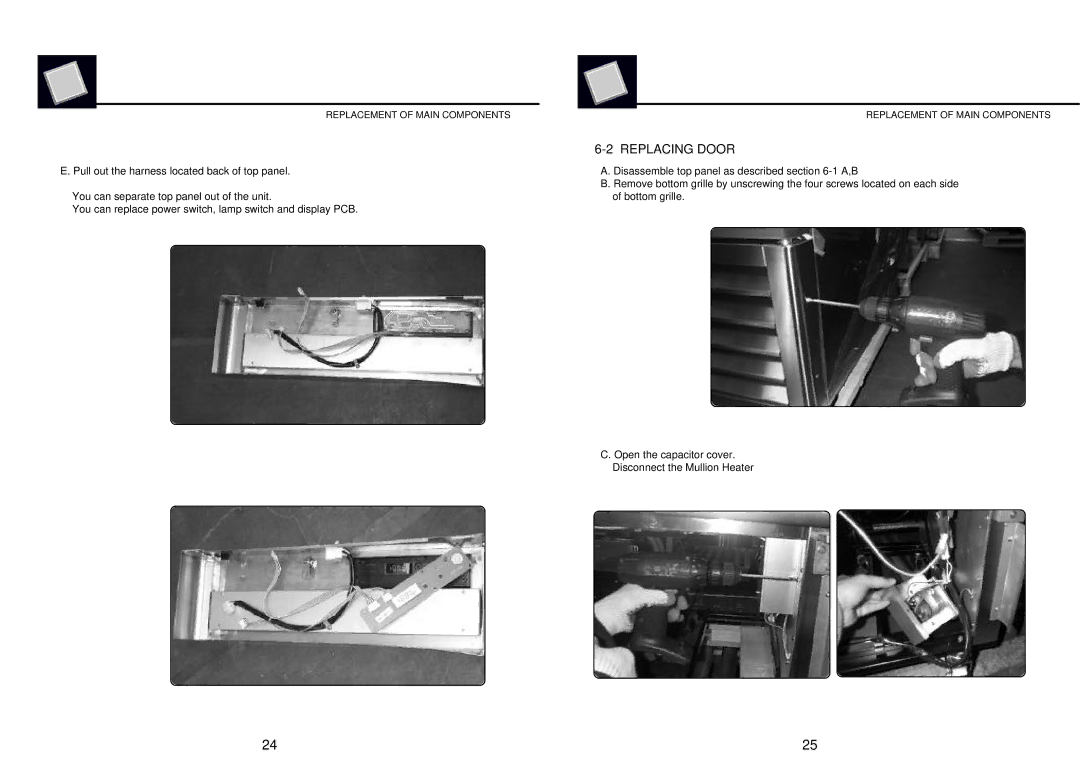 Turbo Air MSR-49N, MSR-23G-1, MSR-49G-2, MSR-23NM, MSF-23NM, MSF-49NM manual Replacing Door 