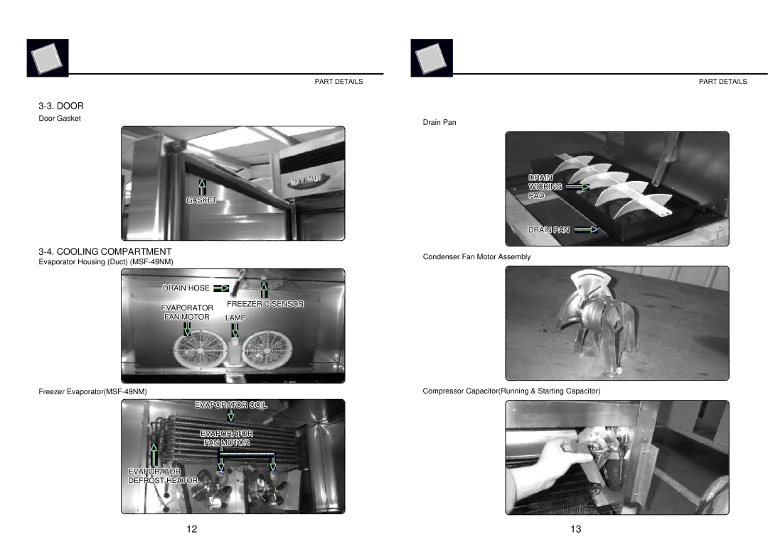 Turbo Air MSR-49N, MSR-23G-1, MSR-49G-2, MSR-23NM, MSF-23NM, MSF-49NM manual Door, Cooling Compartment 