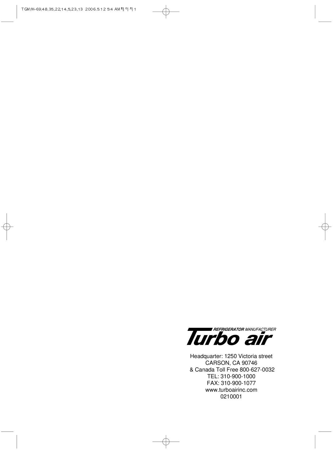 Turbo Air TGM-5R, TGM-22R, TGM-48R, TGM-11RV, TGM-69R, TGM-45R, TGM-35R, TGM-33R, TGF-49F, TGM-14RV, TGF-23F, TGF-13F manual 