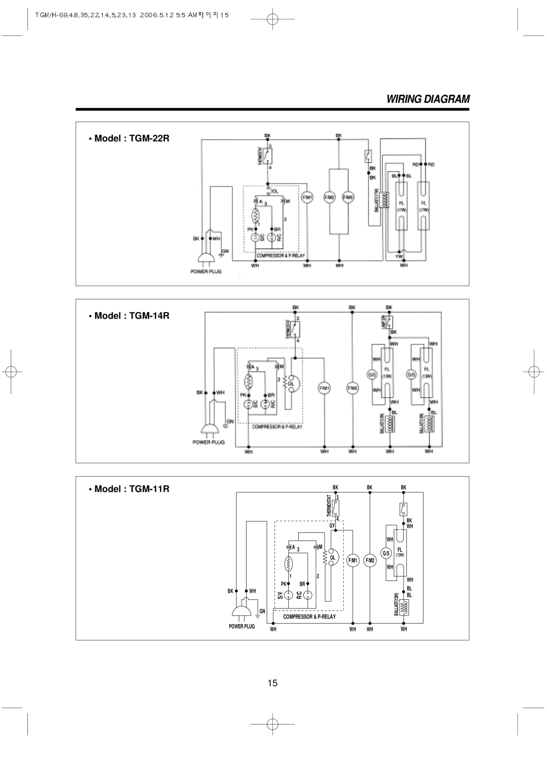 Turbo Air TGM-48R, TGM-5R, TGM-11RV, TGM-69R, TGM-45R, TGM-35R, TGM-33R, TGF-49F manual Model TGM-22R Model TGM-14R Model TGM-11R 