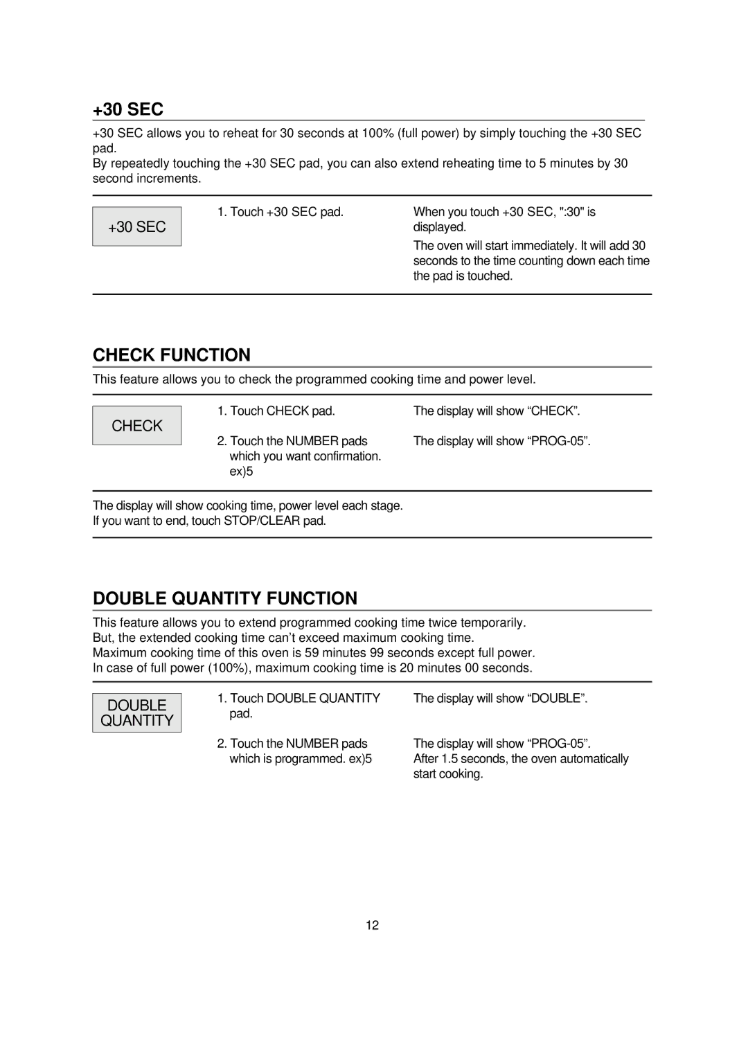 Turbo Air TMW-1100E manual Check Function, Double Quantity Function 