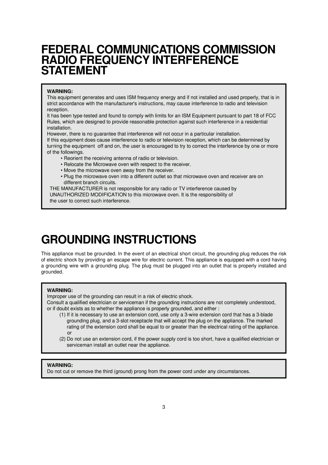 Turbo Air TMW-1100E manual Grounding Instructions 