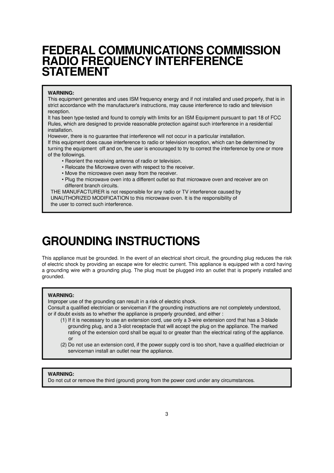 Turbo Air TMW-1100M manual Grounding Instructions 