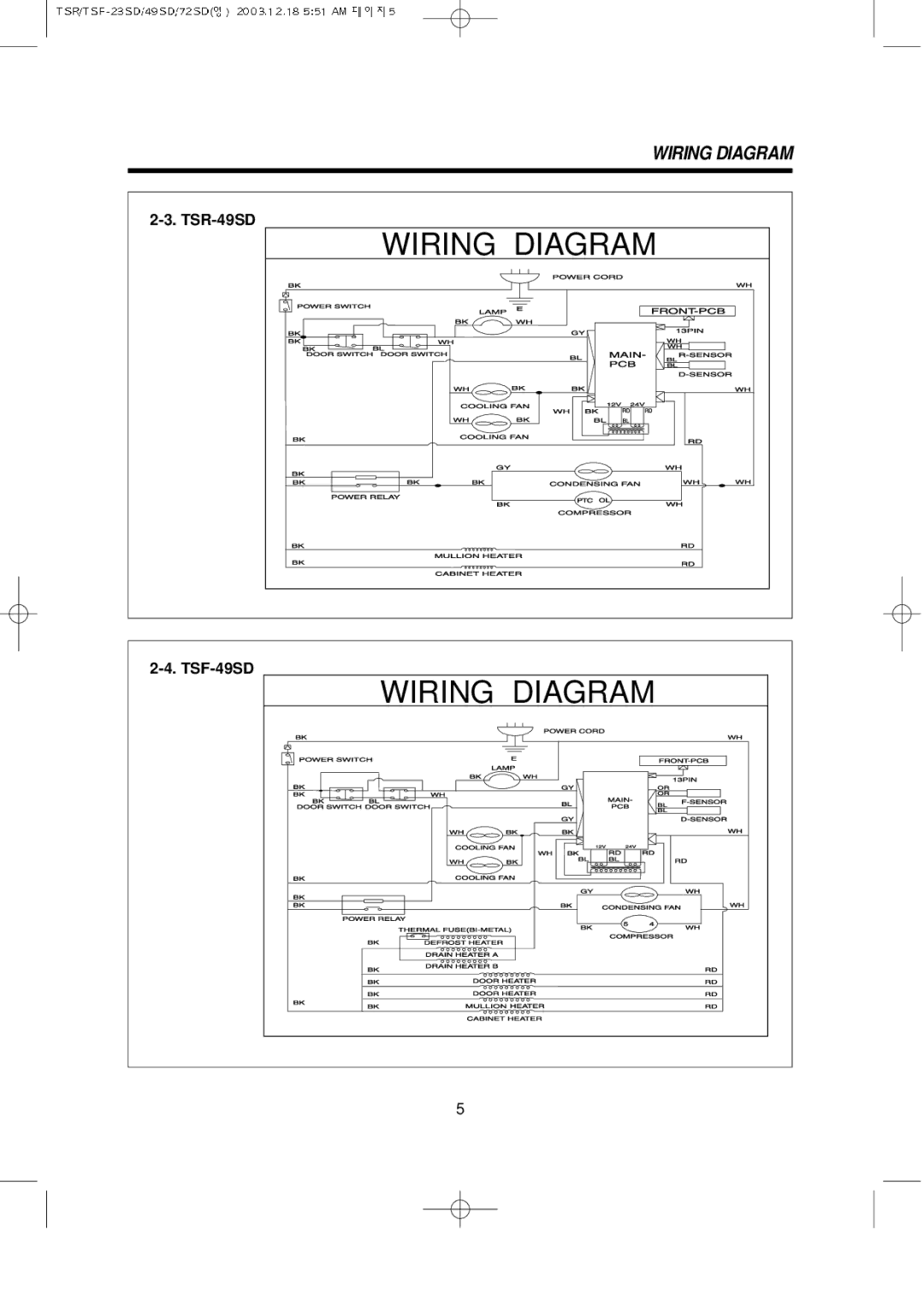 Turbo Air TSF-72SD, TSF-23SD, TSR-72SD, TSR-23SD service manual TSR-49SD, TSF-49SD 