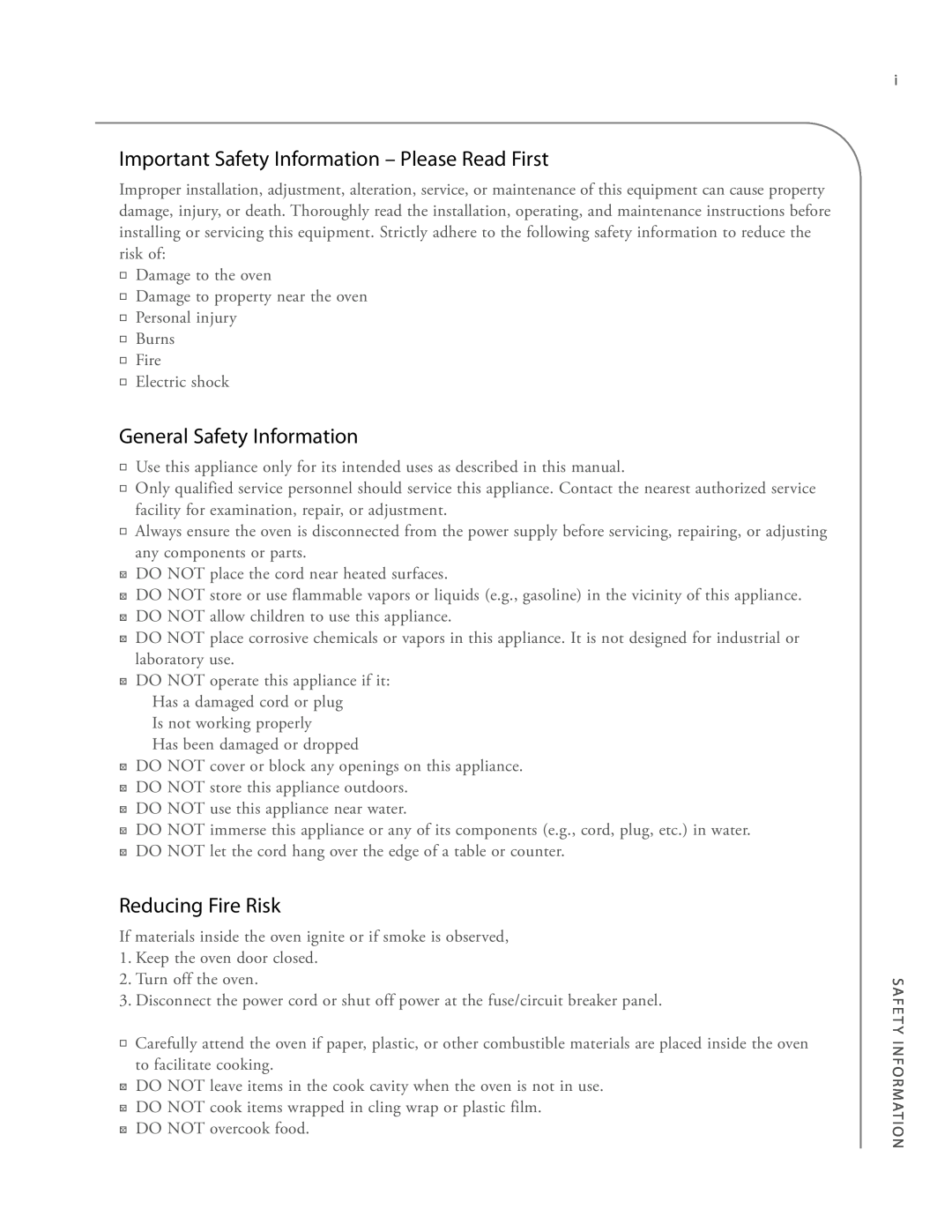 Turbo Chef Technologies 2020 HIGH h manual Important Safety Information - Please Read First, General Safety Information 