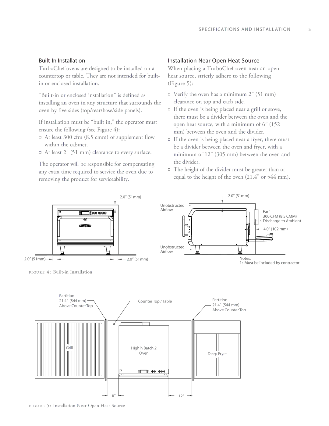 Turbo Chef Technologies 2TM manual Built-In Installation, Installation Near Open Heat Source 