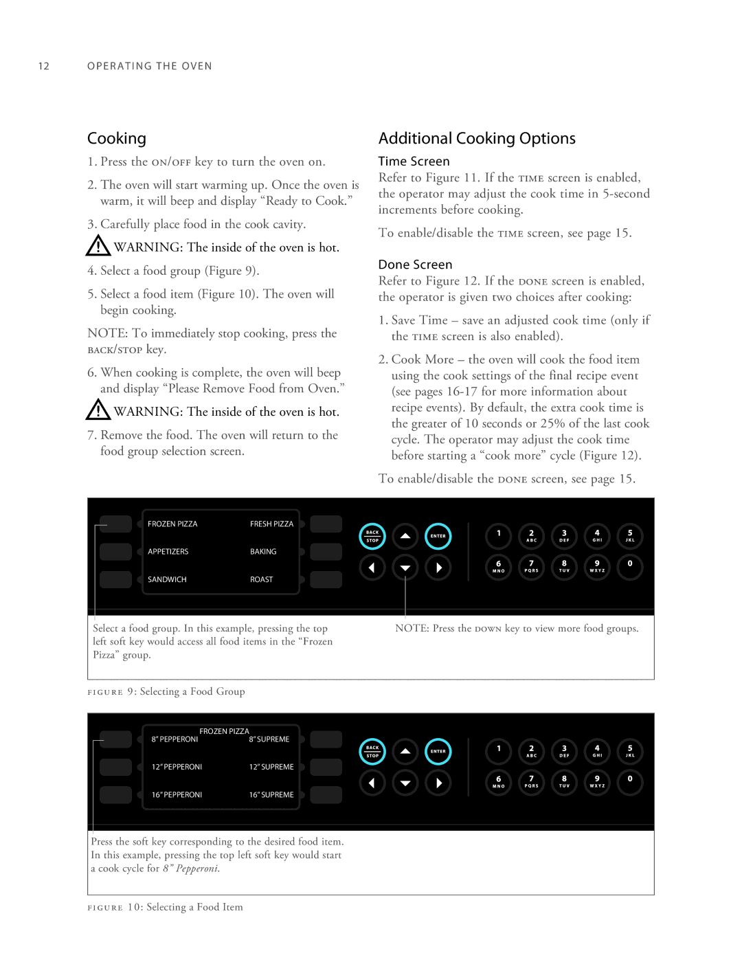 Turbo Chef Technologies 2TM manual Additional Cooking Options, Time Screen, Done Screen 