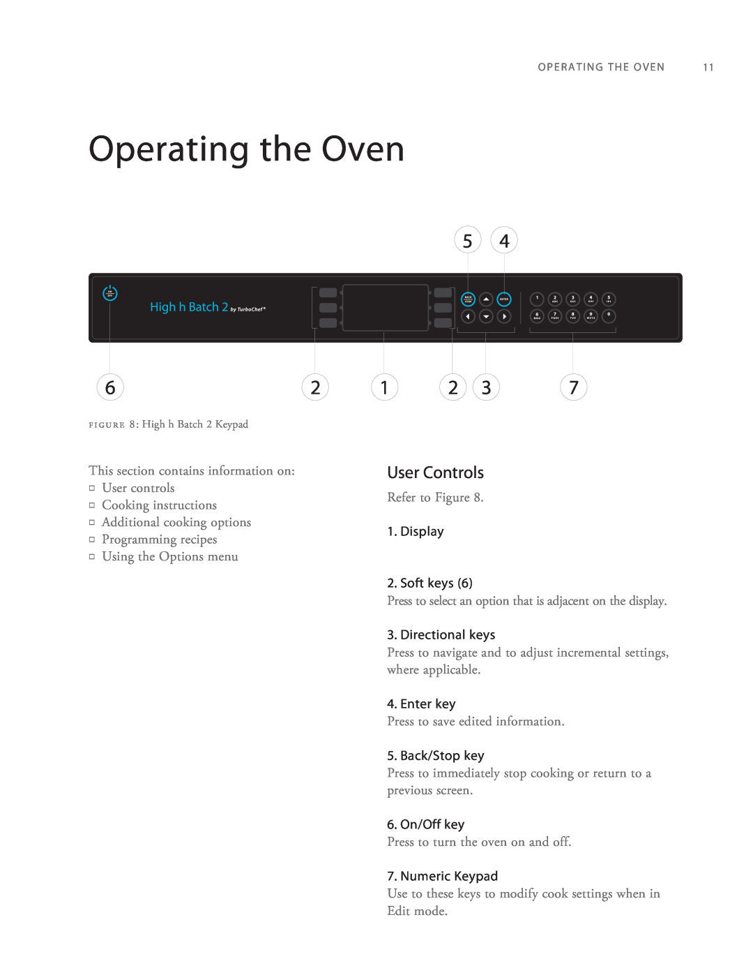 Turbo Chef Technologies 2TM manual Operating the Oven, User Controls 