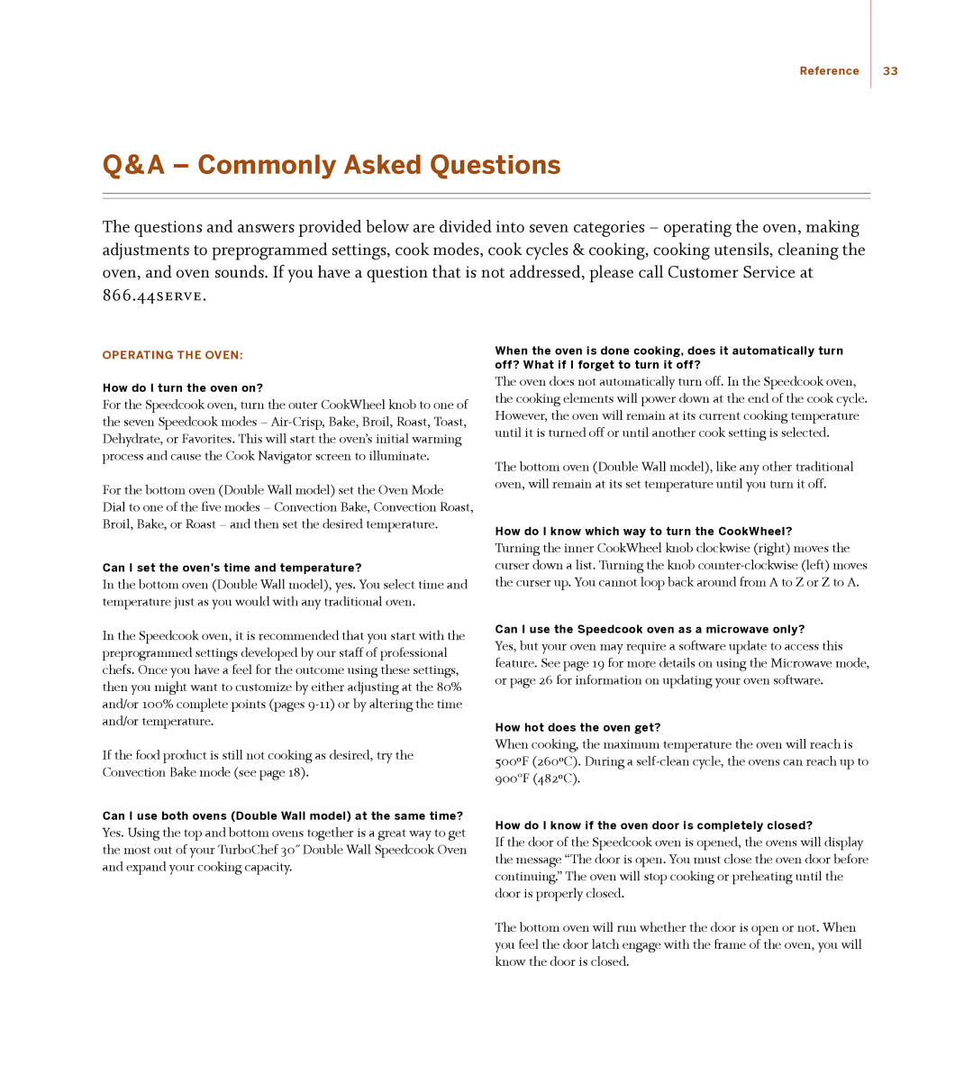 Turbo Chef Technologies 30 manual Commonly Asked Questions 