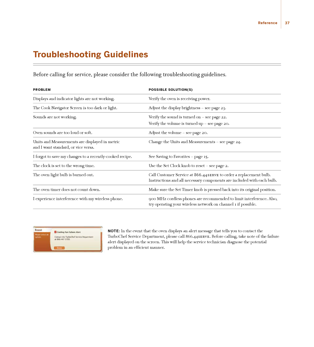 Turbo Chef Technologies 30 manual Troubleshooting Guidelines 