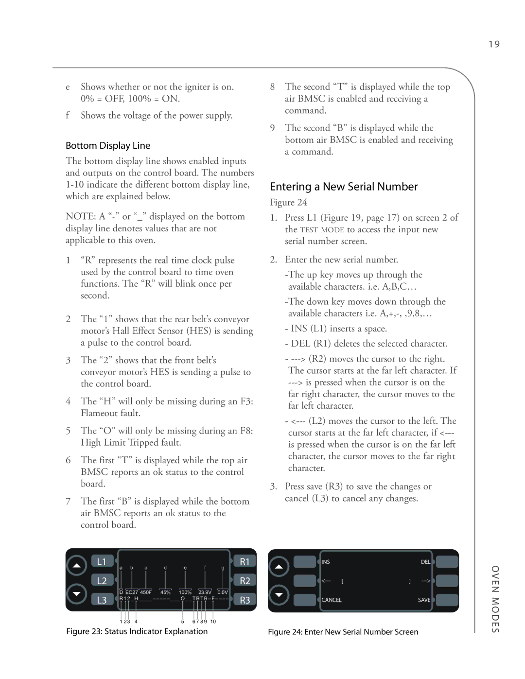 Turbo Chef Technologies 3240 manual Entering a New Serial Number, Bottom Display Line 