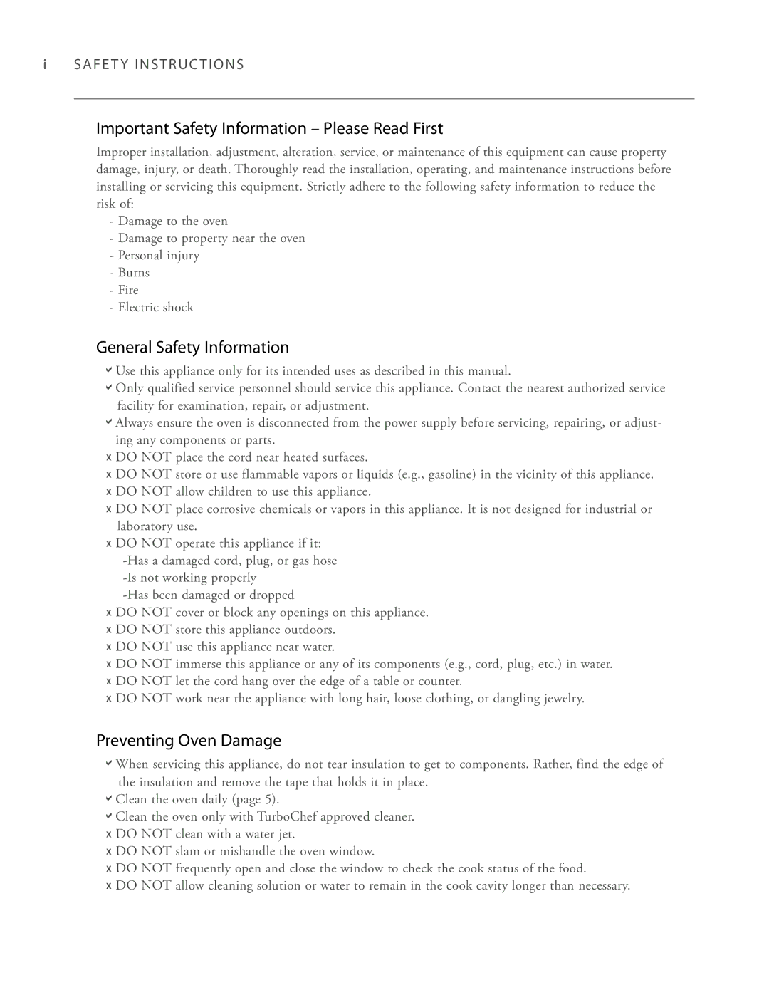 Turbo Chef Technologies 3240 manual Important Safety Information Please Read First, General Safety Information 