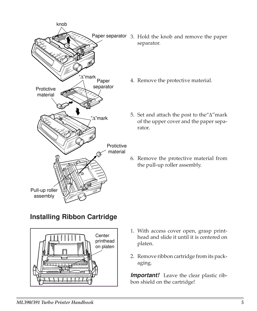 Turbo Chef Technologies 390/391 manual Installing Ribbon Cartridge 