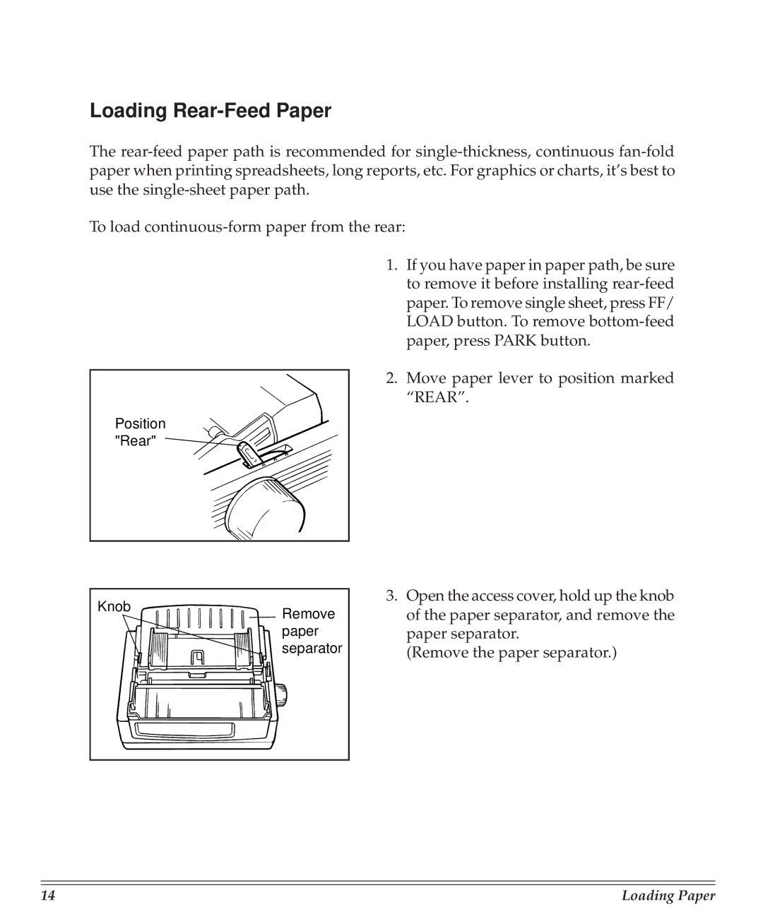 Turbo Chef Technologies 390/391 manual Loading Rear-Feed Paper 