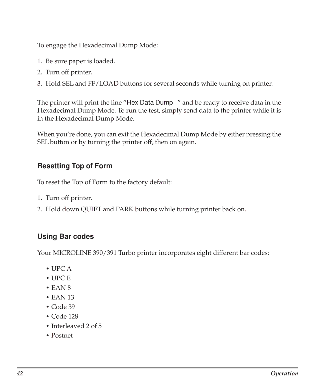 Turbo Chef Technologies 390/391 manual Resetting Top of Form, Using Bar codes 