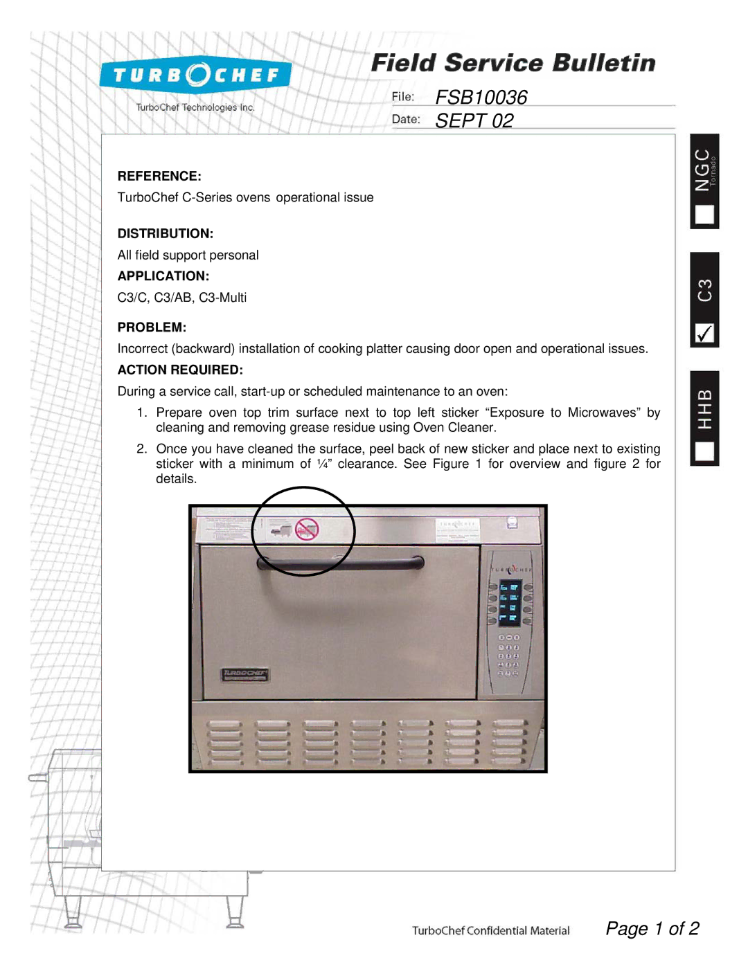 Turbo Chef Technologies FSB10036 manual Sept 