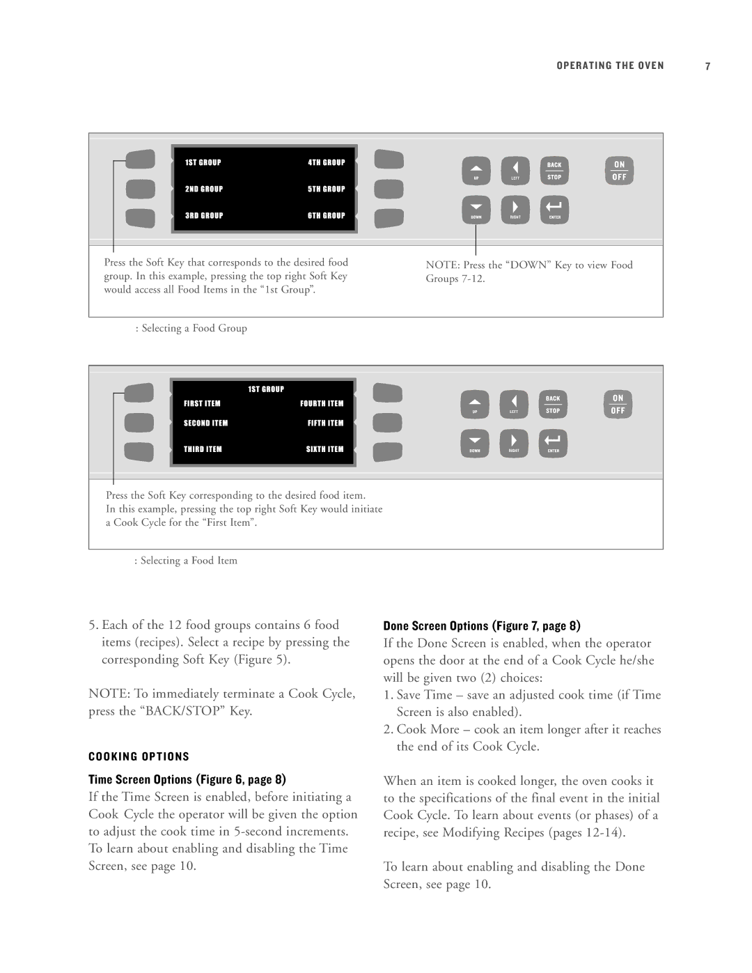 Turbo Chef Technologies HHB-8134, HHB-8136, HHB-8029, HHB-8028, HHB-8115, HHB-8097 Time Screen Options, Done Screen Options 