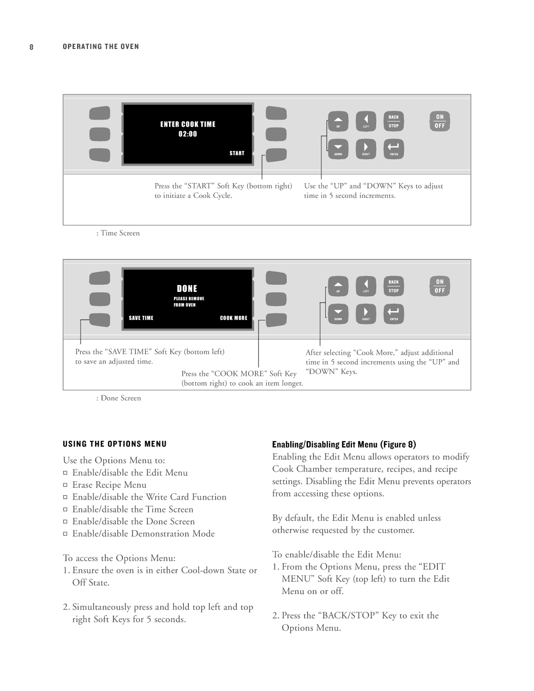 Turbo Chef Technologies HHB-8115, HHB-8136, HHB-8029, HHB-8028, HHB-8134, HHB-8097 Enabling/Disabling Edit Menu Figure, Done 