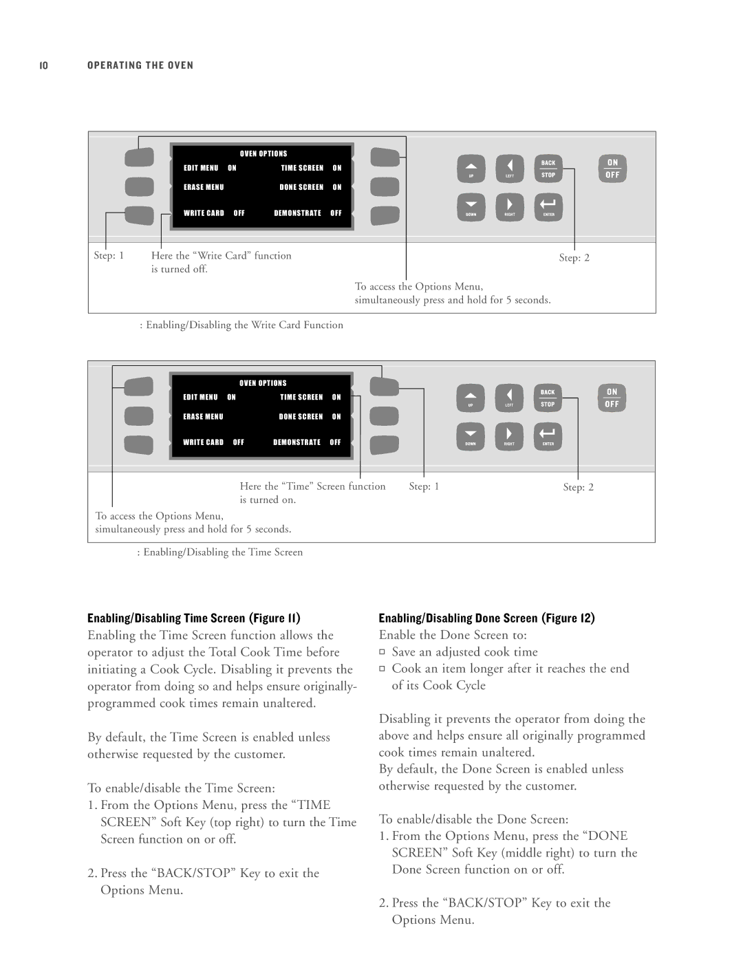 Turbo Chef Technologies HHB-8085, HHB-8136 Enabling/Disabling Time Screen Figure, Enabling/Disabling Done Screen Figure 