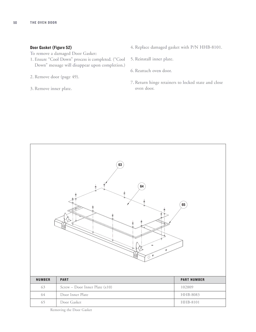 Turbo Chef Technologies HHB-8099, HHB-8136, HHB-8029, HHB-8028, HHB-8134, HHB-8115, HHB-8097, HHB-8085 Door Gasket Figure 