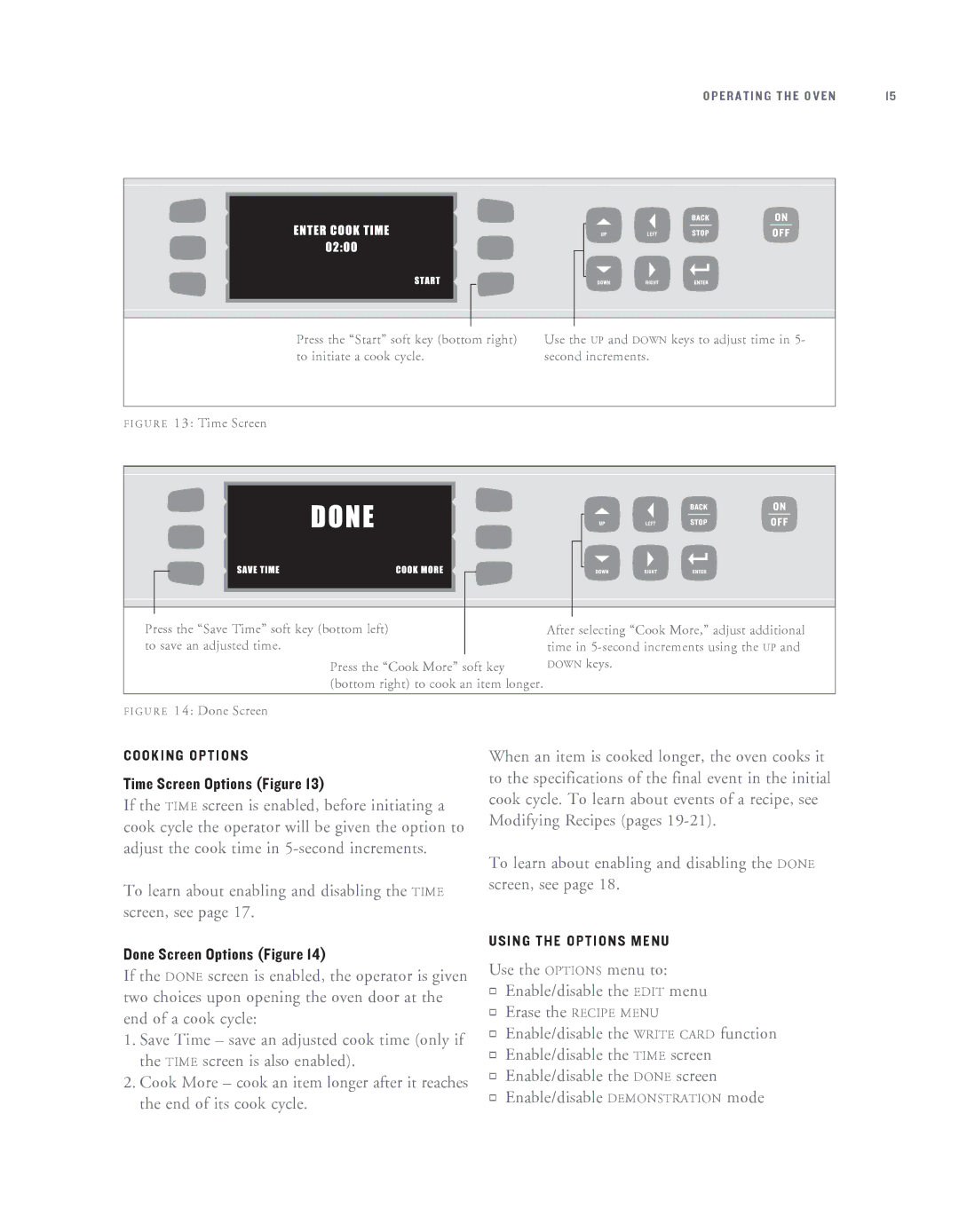 Turbo Chef Technologies HHB-8114, HHB-8708 owner manual Time Screen Options Figure, Done Screen Options Figure 