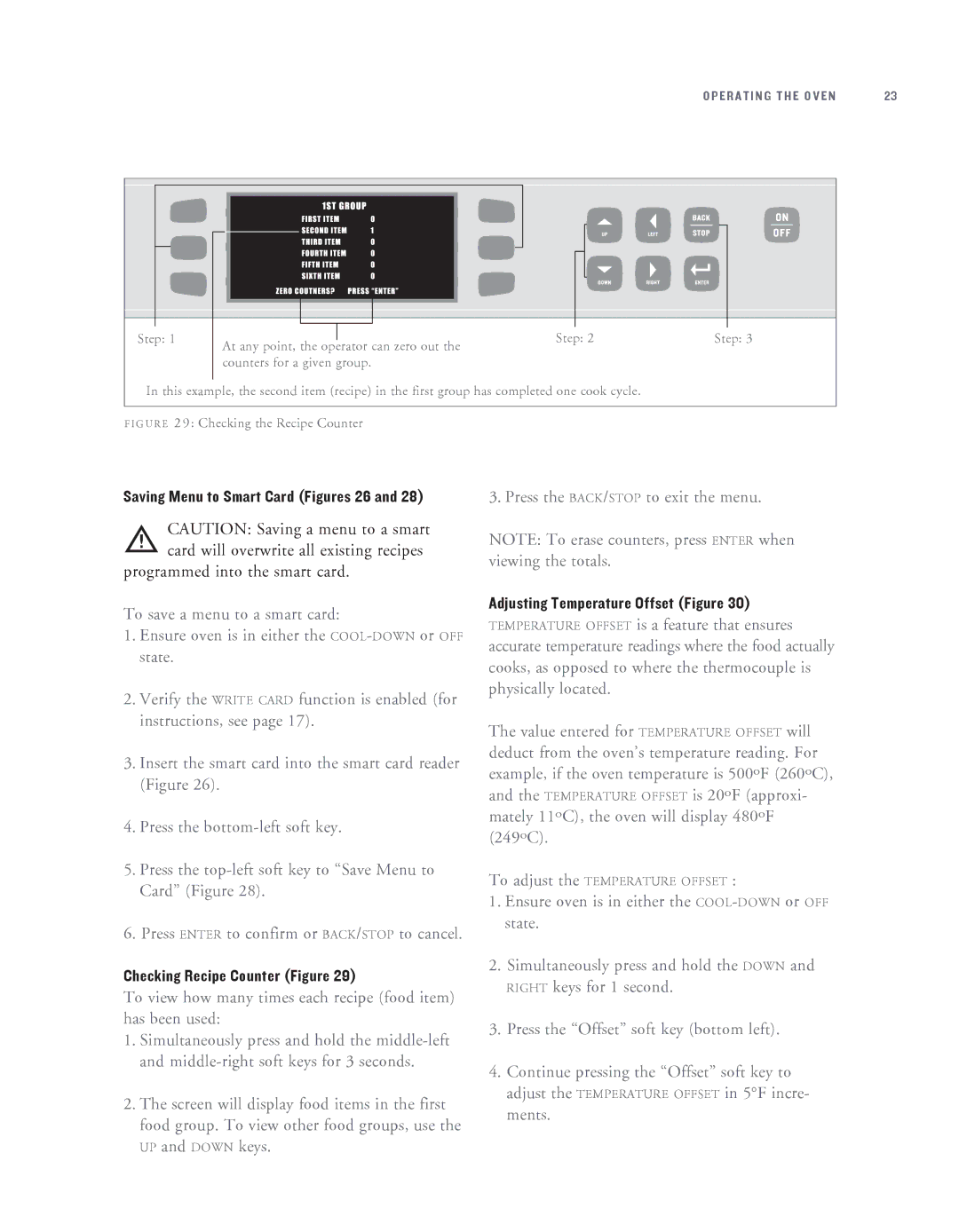 Turbo Chef Technologies HHB-8114, HHB-8708 owner manual Saving Menu to Smart Card Figures 26, Checking Recipe Counter Figure 