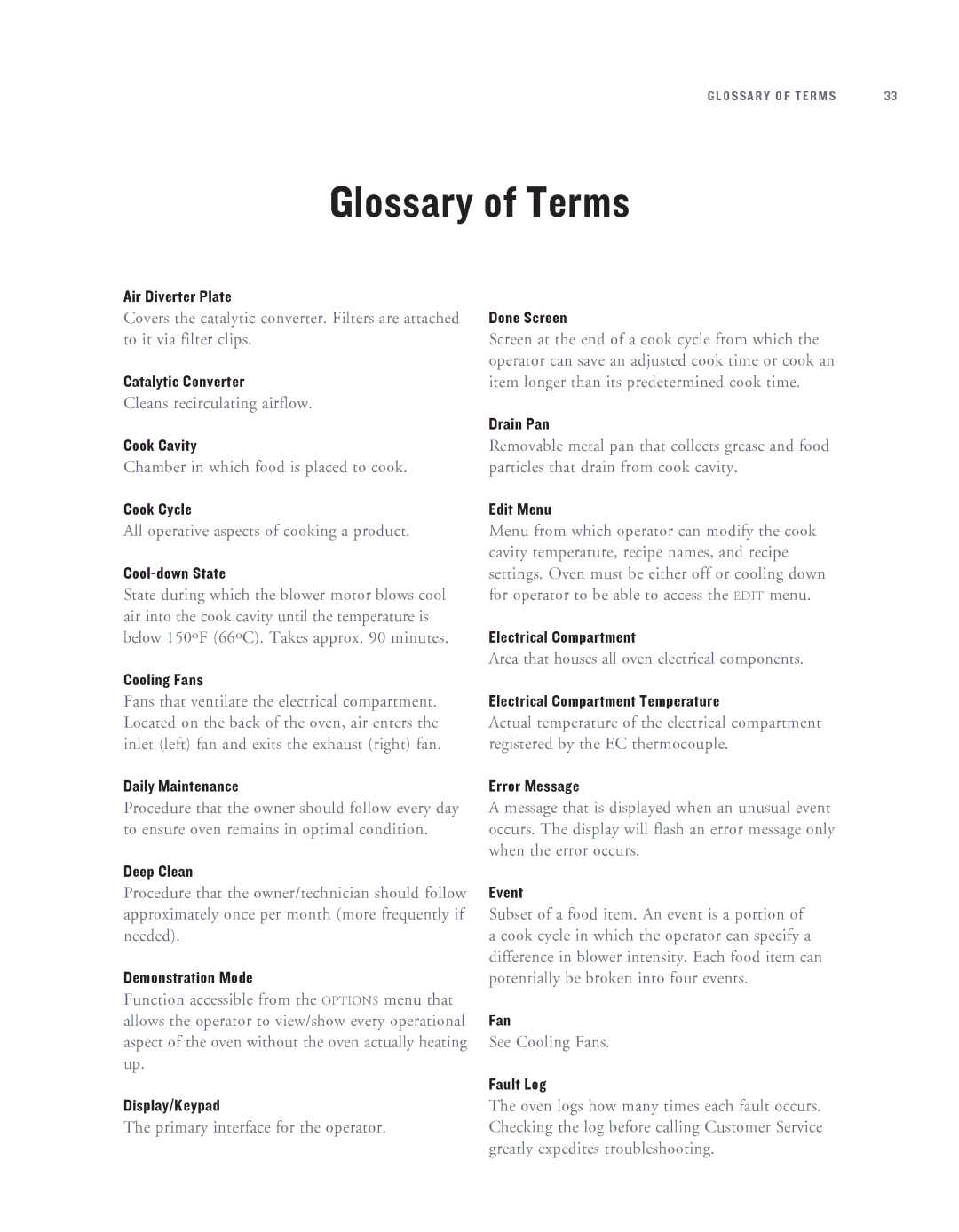 Turbo Chef Technologies HHB-8114, HHB-8708 owner manual Glossary of Terms 