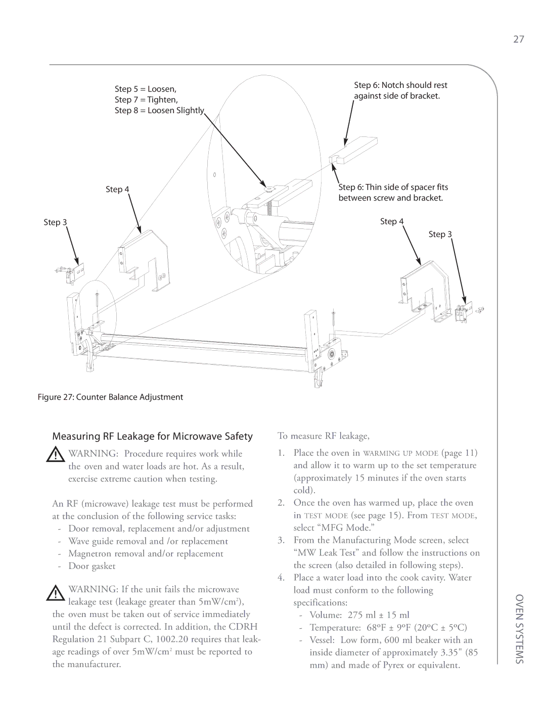 Turbo Chef Technologies i5 Measuring RF Leakage for Microwave Safety, = Loosen = Tighten = Loosen Slightly Step 