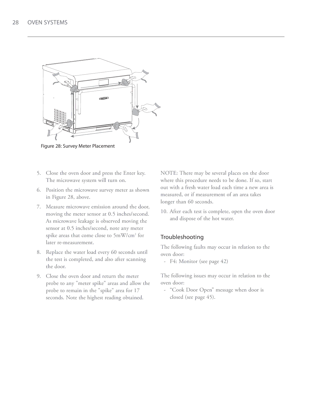 Turbo Chef Technologies i5 service manual Troubleshooting, Survey Meter Placement 