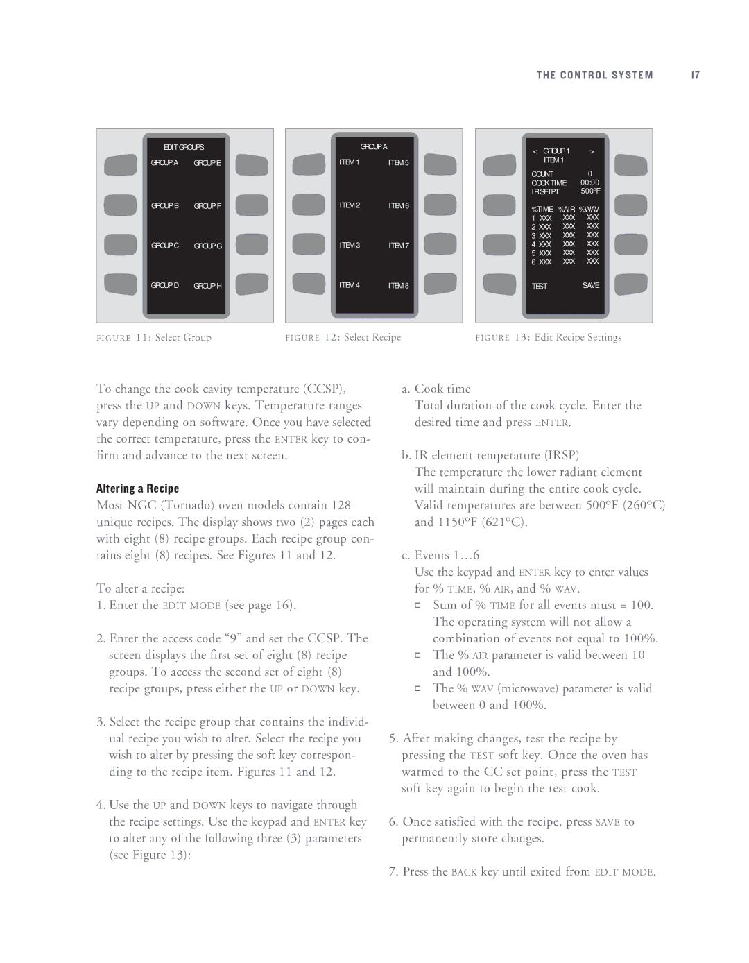 Turbo Chef Technologies NGC-1007 service manual Altering a Recipe 