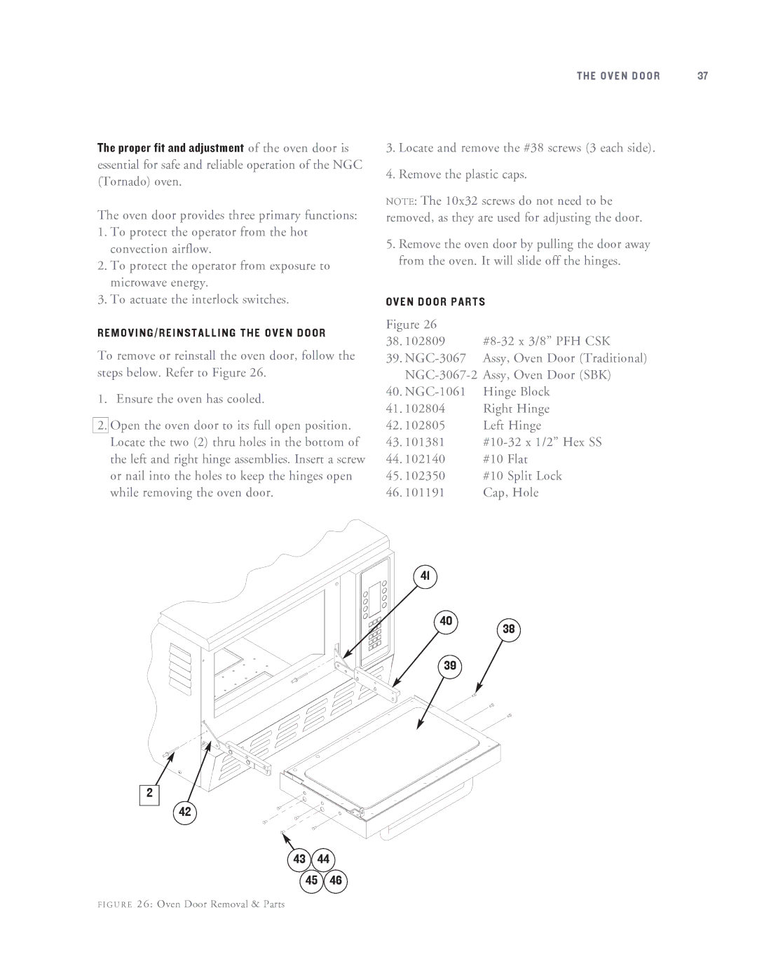 Turbo Chef Technologies NGC-1007 service manual Oven Door 