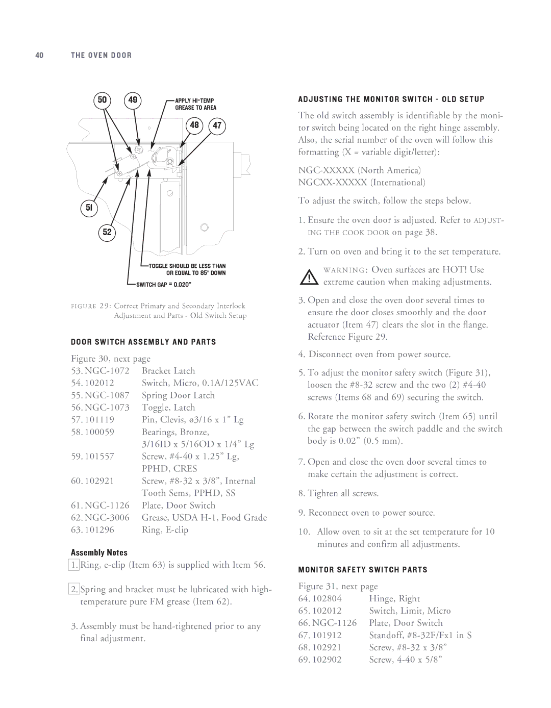 Turbo Chef Technologies NGC-1007 service manual PPHD, Cres, Assembly Notes 