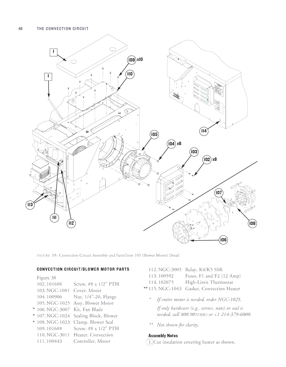 Turbo Chef Technologies NGC-1007 service manual 109 110 113 111, 114 105 104 103 102 107, 108, 106 