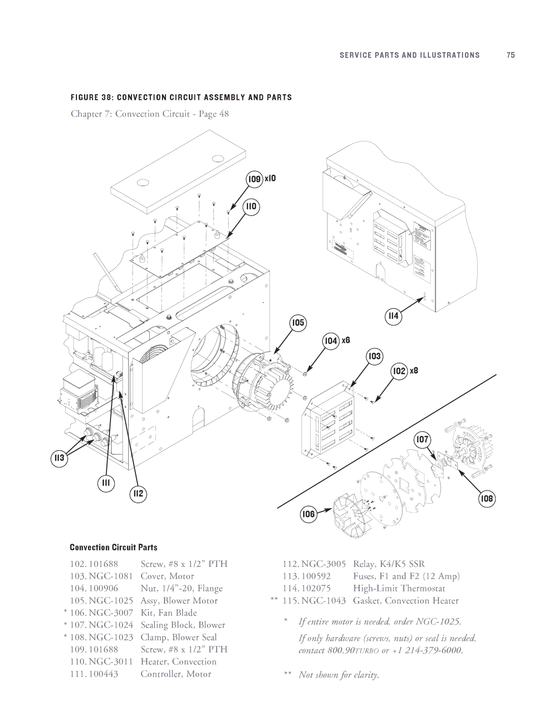 Turbo Chef Technologies NGC-1007 109 110 113 111 112 Convection Circuit Parts, 114 105 104 103 102 107 108 106 