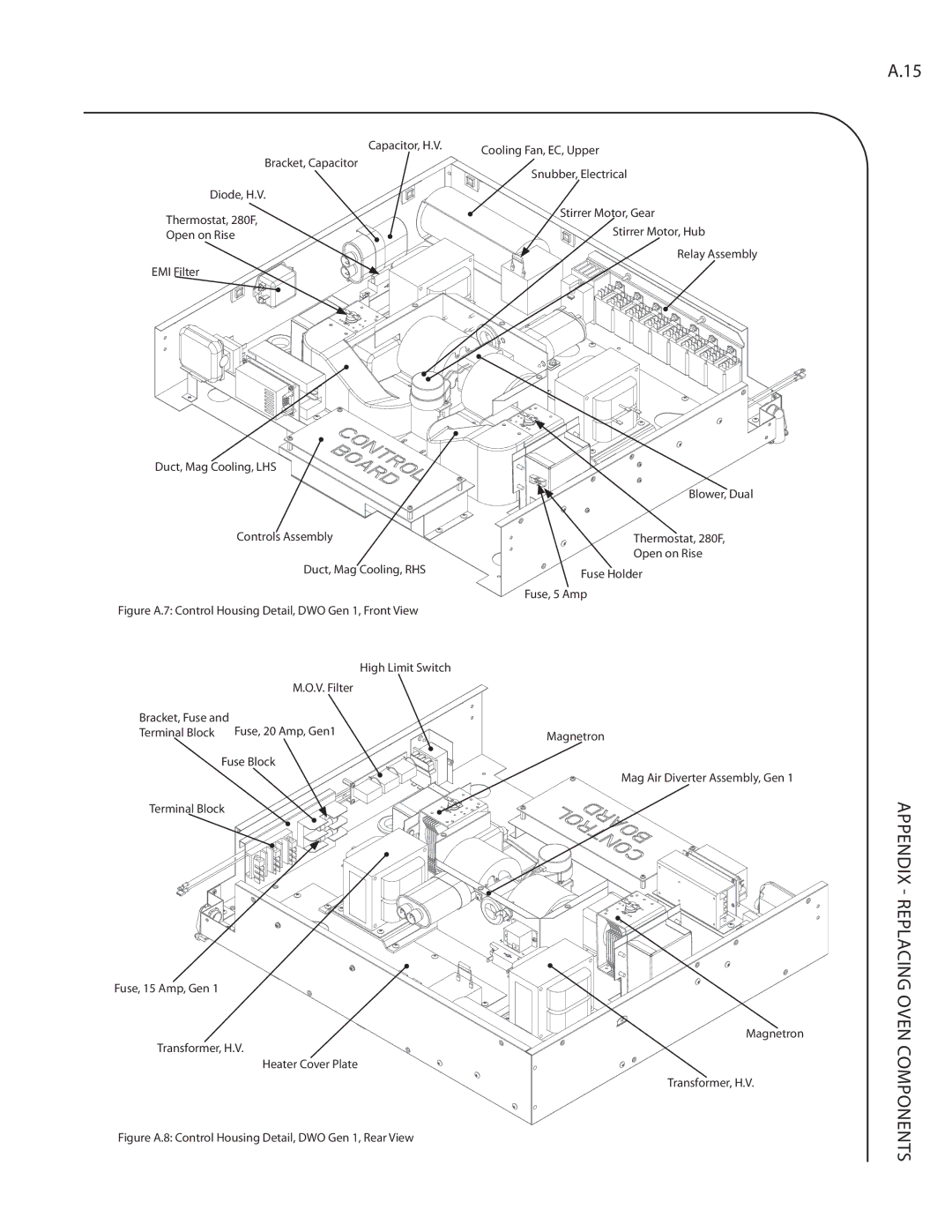 Turbo Chef Technologies Residential Single and Double Wall Oven service manual Appendix Replacing Oven Components 