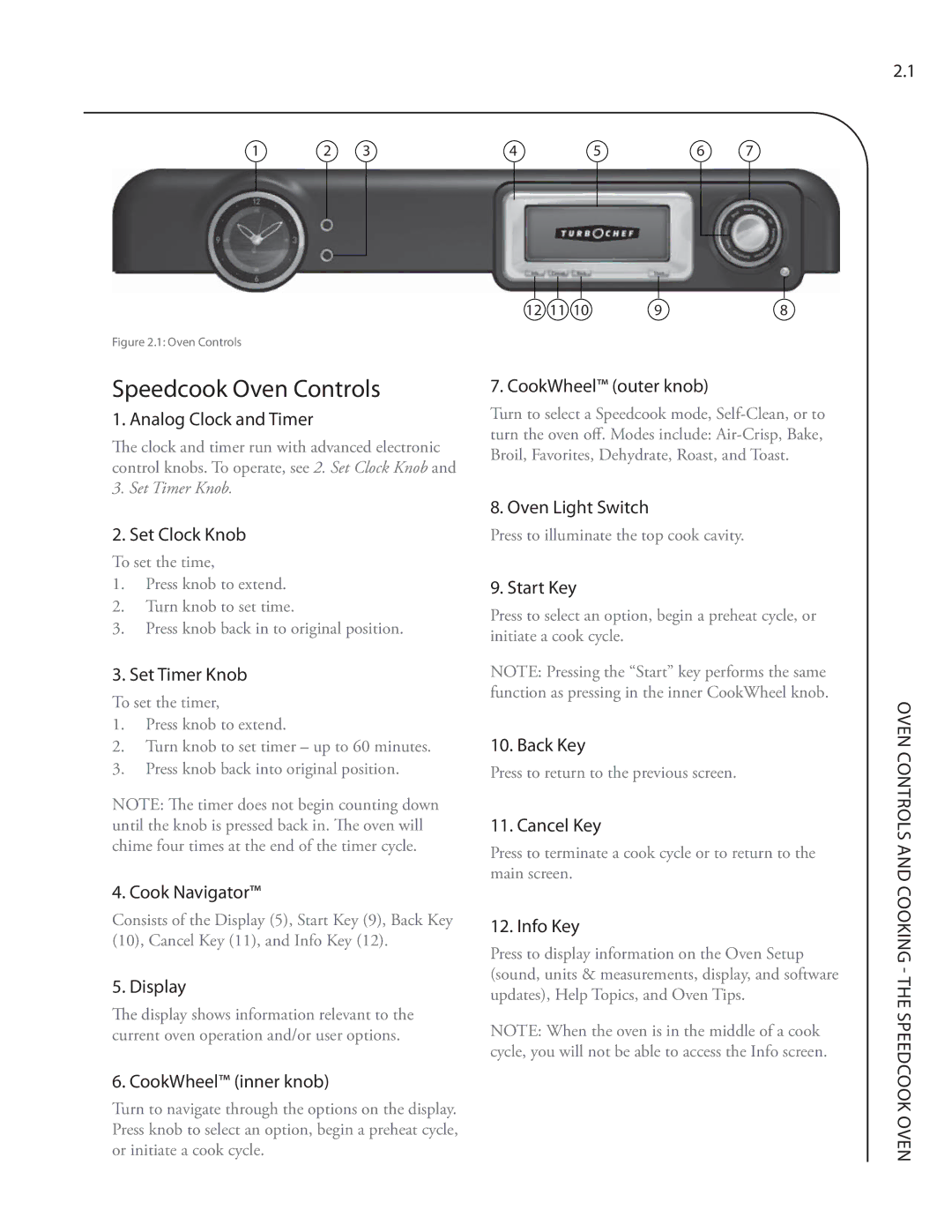 Turbo Chef Technologies Residential Single and Double Wall Oven service manual Speedcook Oven Controls 