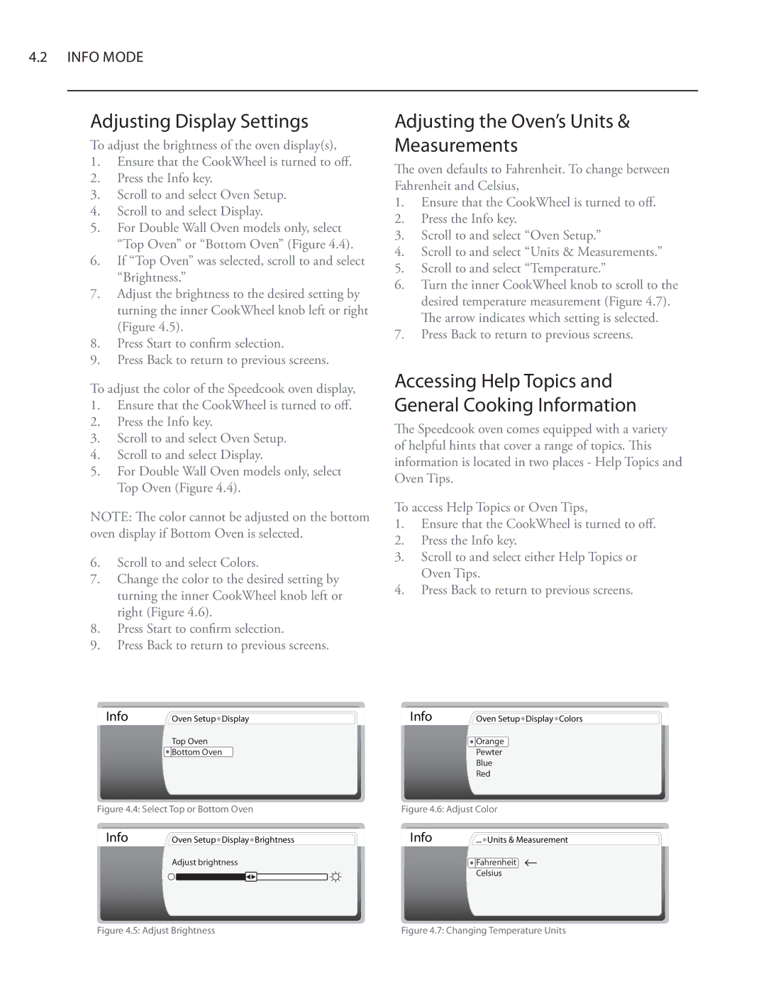 Turbo Chef Technologies Residential Single and Double Wall Oven service manual Adjusting Display Settings 