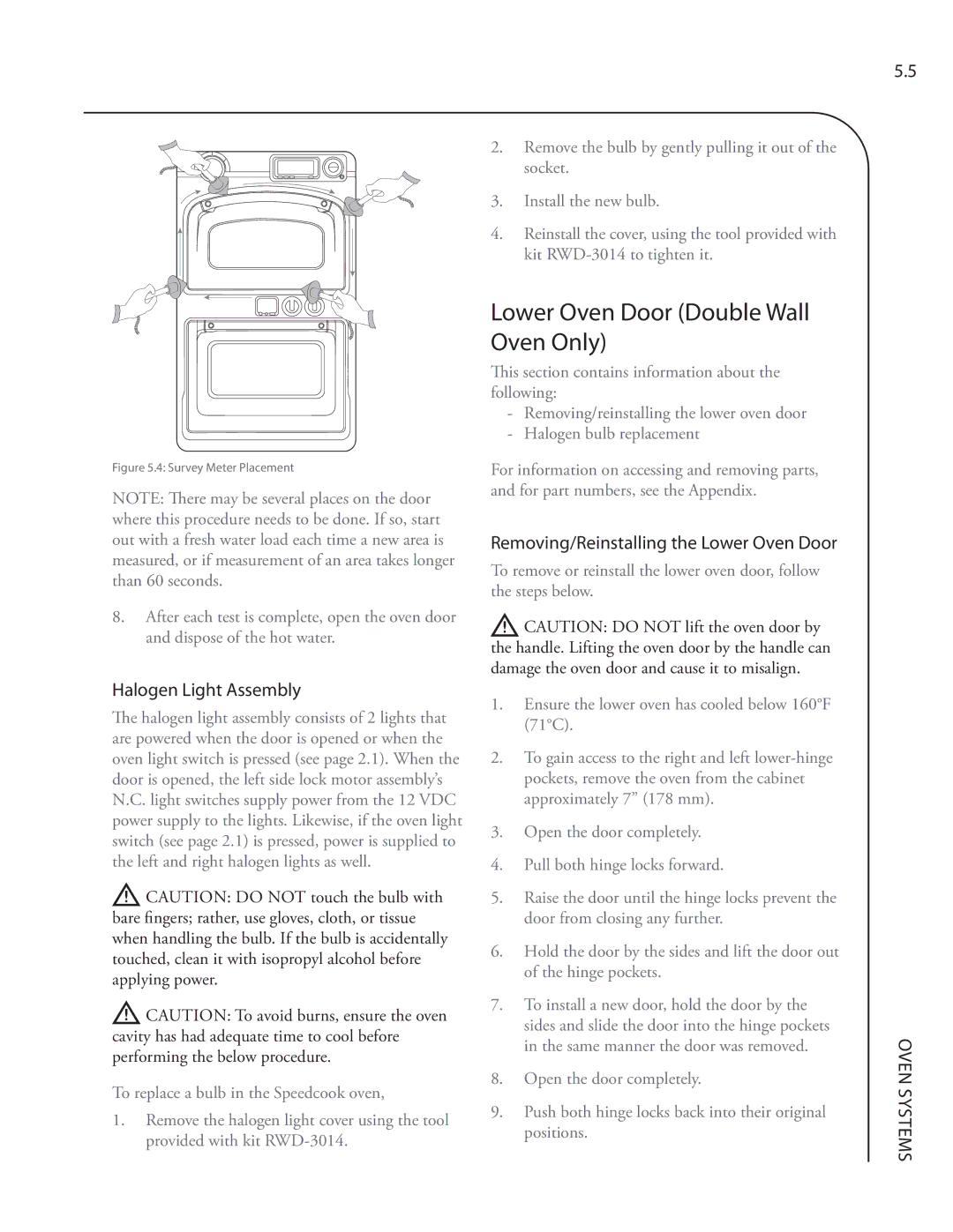 Turbo Chef Technologies Residential Single and Double Wall Oven service manual Lower Oven Door Double Wall Oven Only 