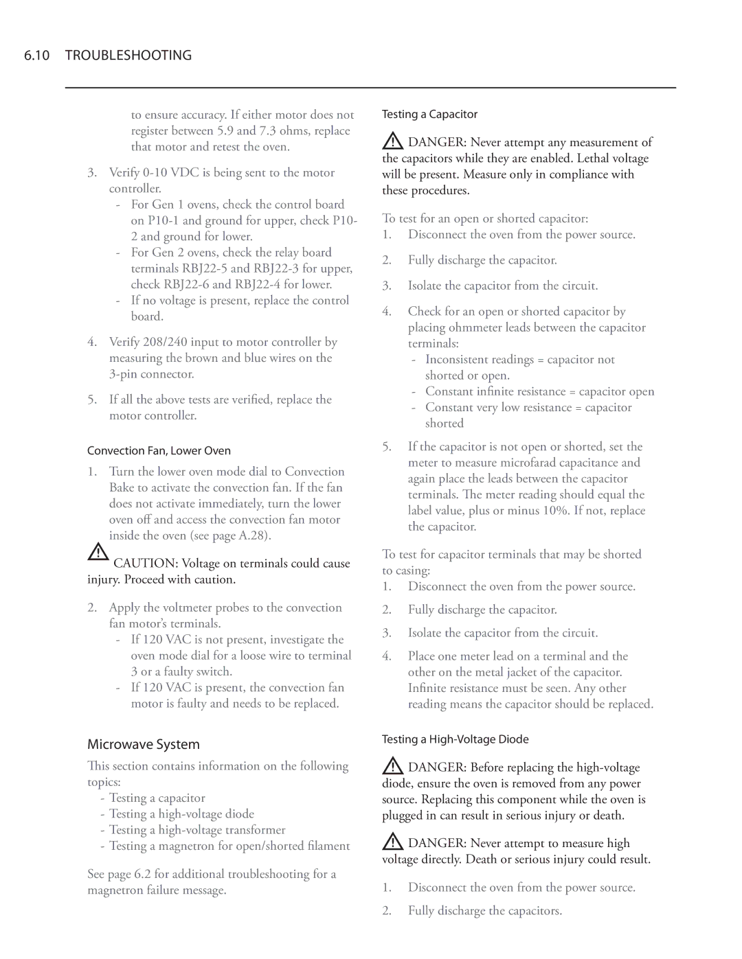 Turbo Chef Technologies Residential Single and Double Wall Oven service manual Microwave System 