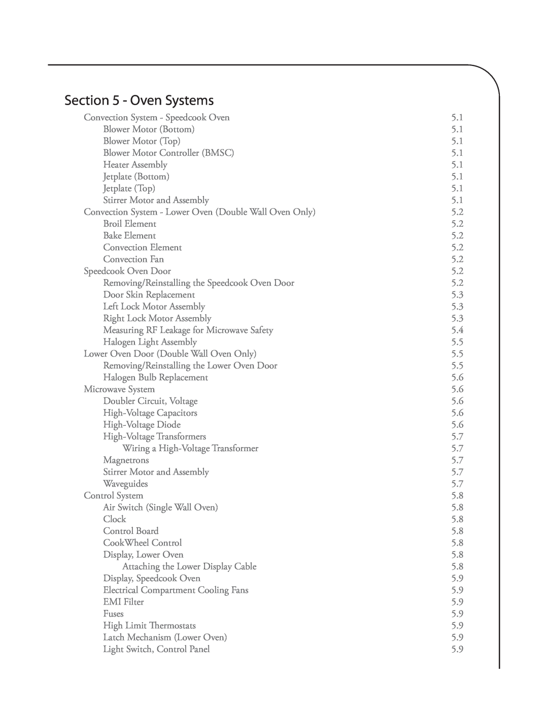 Turbo Chef Technologies Residential Single and Double Wall Oven service manual Oven Systems 